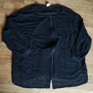 Le cove swimsuit cover black lace zip up 3x plus